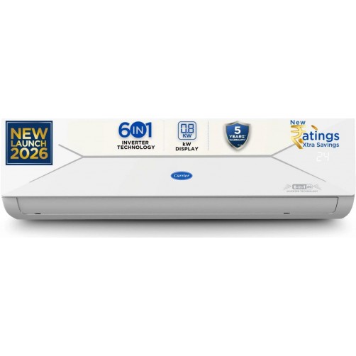 CARRIER 2026 Model 1.5 Ton 3 Star Split Inverter AC (18K ESTER EDGE GXI INVERTER R32 SPLIT AC_CAI18EE3R36F1, White)